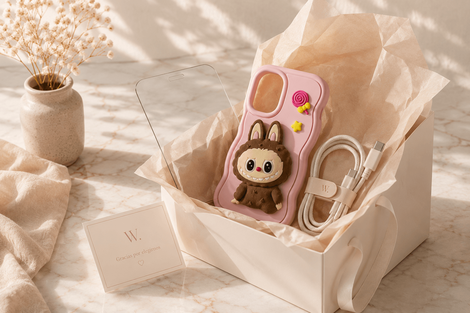 Packaging cuidado de W.todocell para una experiencia especial.